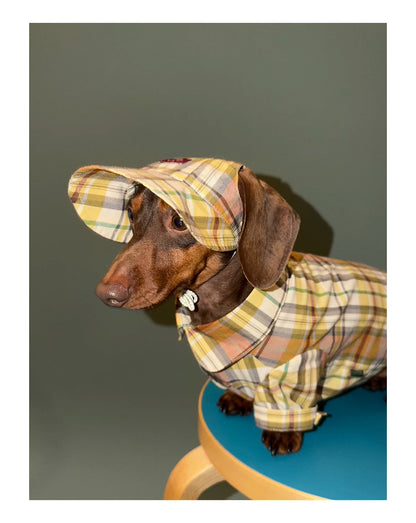 Vintage Plaid Pet Hat - Yellow