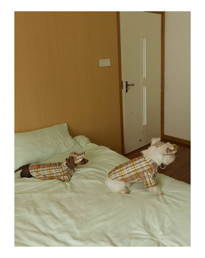 Vintage Plaid Pet Shirt - Yellow