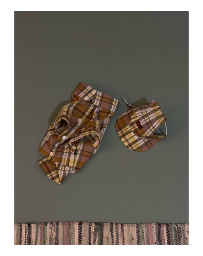 Vintage Plaid Pet Shirt - Yellow