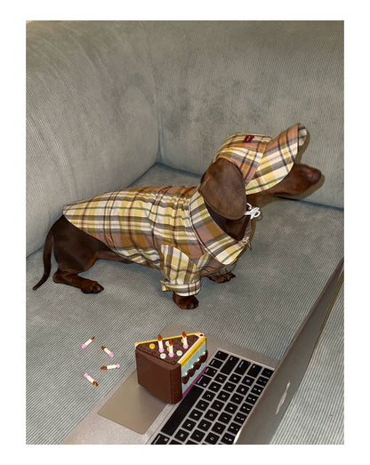 Vintage Plaid Pet Shirt - Yellow